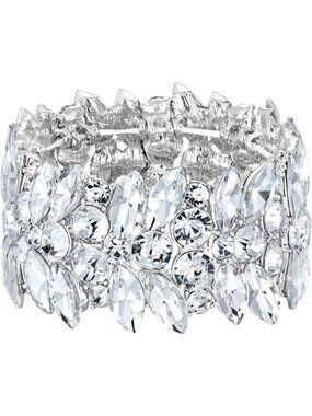 Elegant Art Deco Marquise Crystal Stretch Bracelet for Weddings & Prom - Perfect